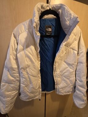 The North Face White Jacket with Blue Interior